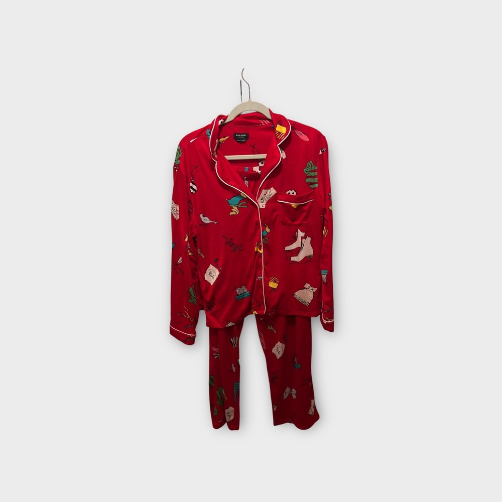 Kate Spade New York Women's Pajama Set, Red Novelty Print, Size‎ M, Sleepwear